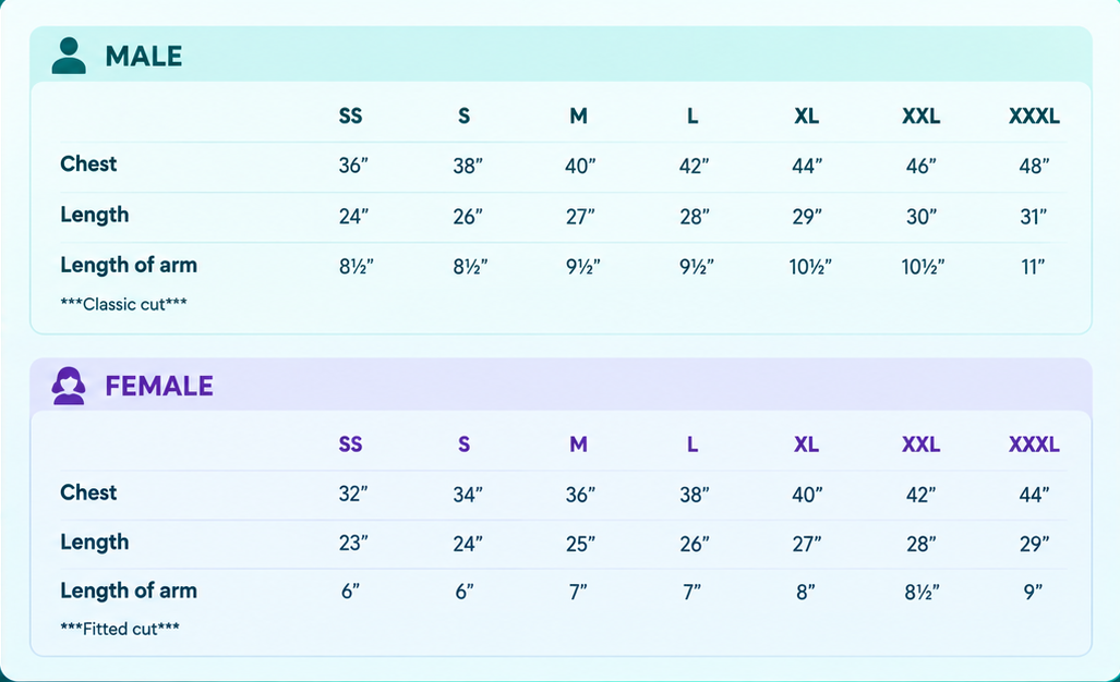 Shirt Sizing Chart